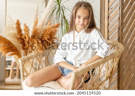 Similar – Image, Stock Photo happy kid girl relaxing in new house.