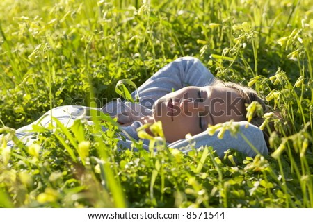 Similar – Image, Stock Photo 2 women lying on a meadow