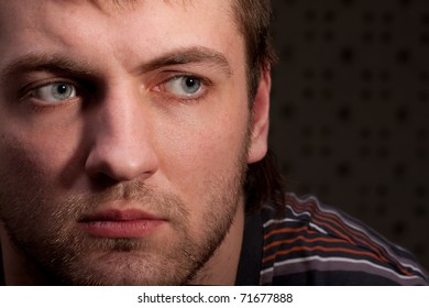 Portrait Of Thoughtful Man. Close Up View