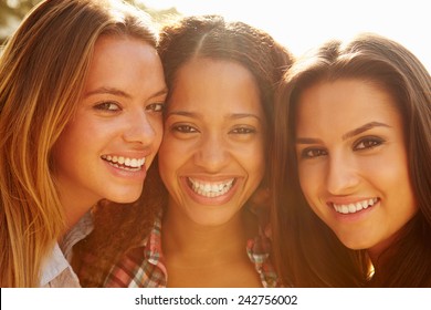 Portrait Of Three Female Friends On Holiday