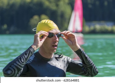 Portrait Of Triathlete At The Lake