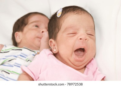 Portrait Of Twin Babies Boy And Girl