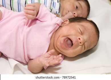 Portrait Of Twin Babies Boy And Girl