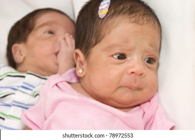 Portrait Of Twin Babies Boy And Girl