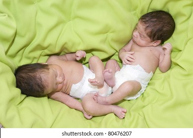 Portrait Of Twin Babies Boy And Girl