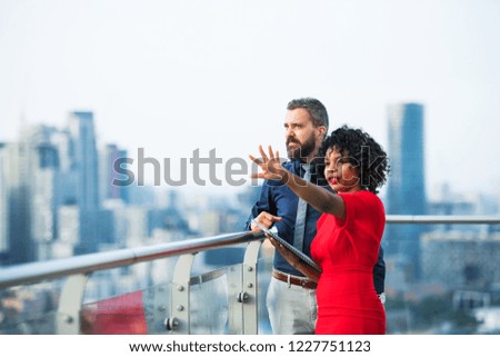 Similar – Image, Stock Photo red railing and white chimney of old boat against blue sky