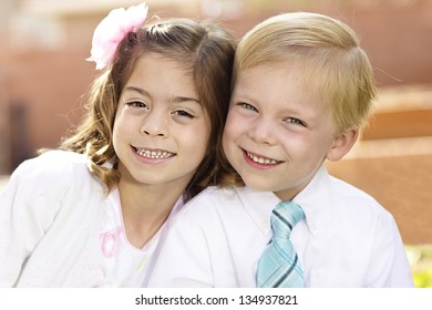 Portrait Of Two Cute Kids Formal Dress