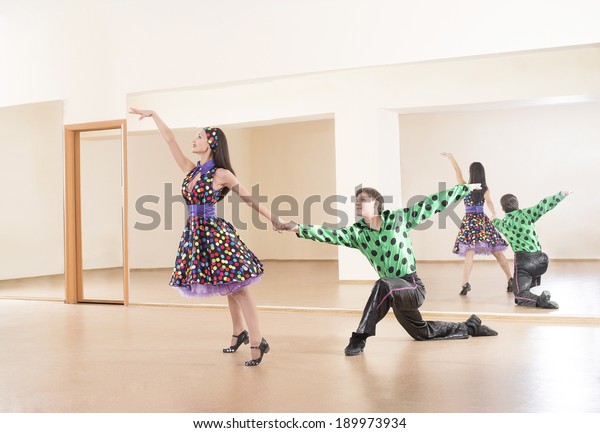 Portrait Two Happy Teenage Retro Dance Stock Photo Edit Now 189973934