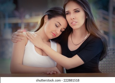 Portrait Of Two Sad Girls - Young Woman Consoling Her Best Friend