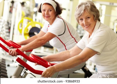 Portrait Of Two Senior Women In Gym