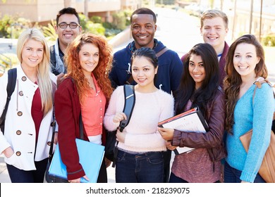 Portrait Of University Students Outdoors On Campus - Shutterstock ID 218239075