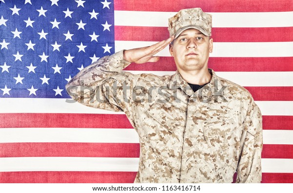 Portrait Us Army Soldier Camouflage Uniform Stock Photo 1163416714 ...