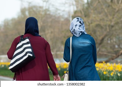 Portrait Veiled Muslim Women Walking Public Stock Photo 1358002382 ...