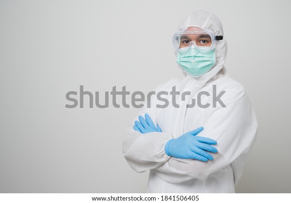 Portrait Virologist Wearing Ppe Suit Cross Stock Photo 1841506405 ...