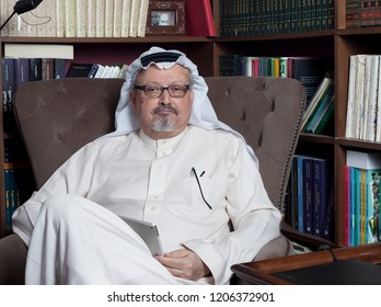 Portrait Of - Washington Post's - Saudi Journalist Jamal Khashoggi At His Home In JEDDAH, SAUDI ARABIA - JAN 13, 2016