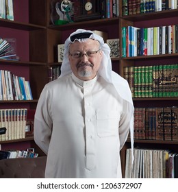 Portrait Of - Washington Post's - Saudi Journalist Jamal Khashoggi At His Home In JEDDAH, SAUDI ARABIA - JAN 13, 2016