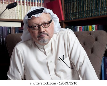 Portrait Of - Washington Post's - Saudi Journalist Jamal Khashoggi At His Home In JEDDAH, SAUDI ARABIA - JAN 13, 2016