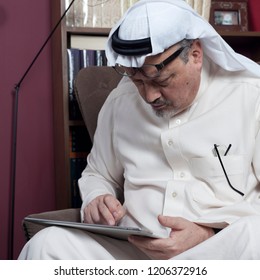 Portrait Of - Washington Post's - Saudi Journalist Jamal Khashoggi At His Home In JEDDAH, SAUDI ARABIA - JAN 13, 2016