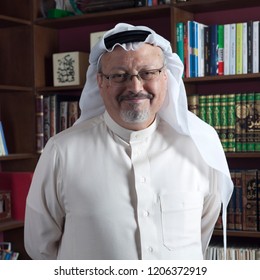 Portrait Of - Washington Post's - Saudi Journalist Jamal Khashoggi At His Home In JEDDAH, SAUDI ARABIA - JAN 13, 2016