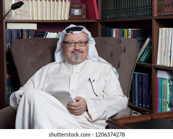 Portrait Of - Washington Post's - Saudi Journalist Jamal Khashoggi At His Home In JEDDAH, SAUDI ARABIA - JAN 13, 2016