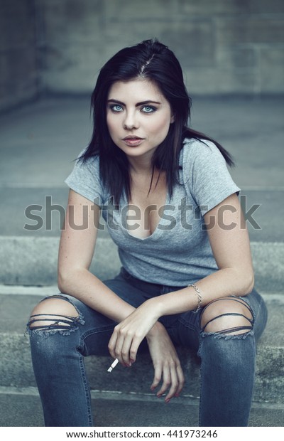 Portrait White Caucasian Beautiful Young Sexy Stock Photo ...