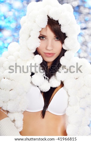 Portrait Of A Winter Woman Pom Pon Hat Portrait Of A Winter Woman Pom Pon Hat