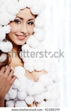 Portrait Of A Winter Woman Pom Pon Hat Portrait Of A Winter Woman Pom Pon Hat