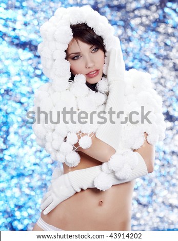 Portrait Of A Winter Woman Pom Pon Hat Portrait Of A Winter Woman Pom Pon Hat