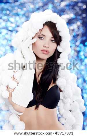Portrait Of A Winter Woman Pom Pon Hat Portrait Of A Winter Woman Pom Pon Hat
