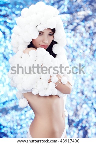 Portrait Of A Winter Woman Pom Pon Hat Portrait Of A Winter Woman Pom Pon Hat