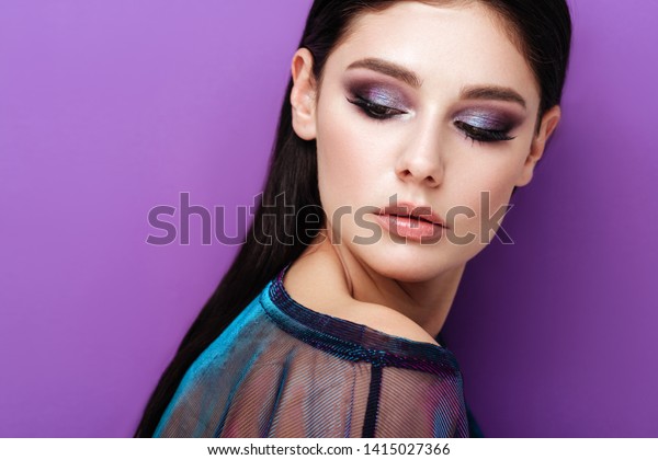 Portrait Woman All Shades Purple Hair Stock Photo Edit Now