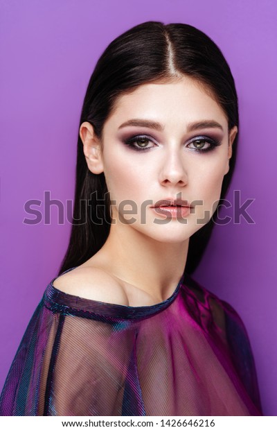 Portrait Woman All Shades Purple Hair Stock Photo Edit Now