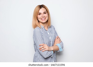 Portrait of woman with beautiful face on white background - Shutterstock ID 1467111596