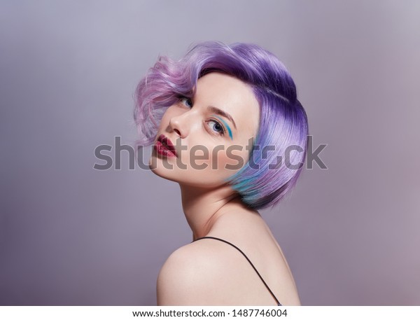 Portrait Woman Bright Colored Flying Hair Stock Photo Edit Now