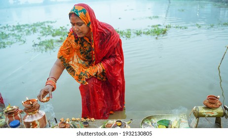 Portrait Of A Woman Celebrating Chhath Pooja