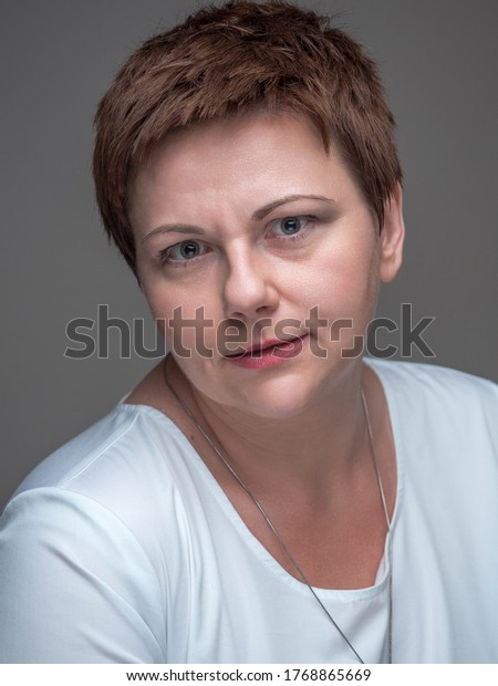 Portrait Woman Confused Surprised Expression Eyes Stock Photo ...