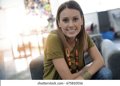 Portrait Of Woman In Coworking Office