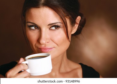 Portrait of a woman drinking  coffee