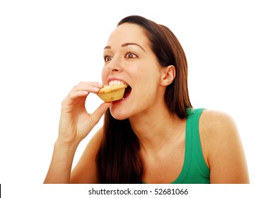 Portrait Of Woman Eating Pie