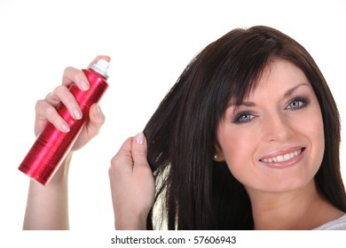 Portrait Of A Woman With Hair Spray