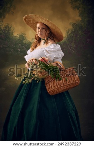 Similar – Image, Stock Photo young woman with flower wreath in her hair, wedding dreams