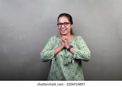 Portrait Of A Woman Of Indian Ethnicity With A Surprised Face