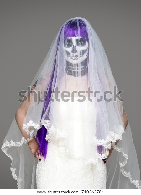 Portrait Woman Looks Camera Terrifying Halloween Stock Photo Edit