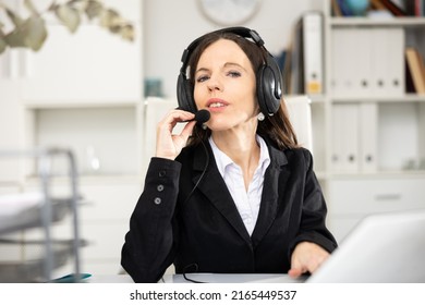 Portrait Woman Office Worker Wearing Headphones Stock Photo 2165449537 ...