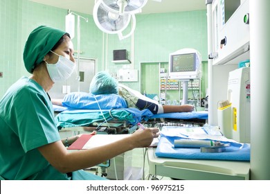 Portrait of woman patient receiving artificial ventilation in hospital - Powered by Shutterstock