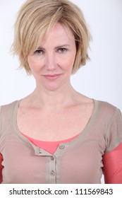 Portrait Of Woman With Short Blonde Hair