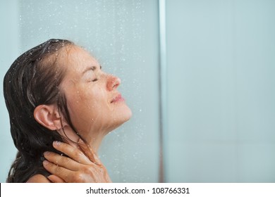 Portrait Of Woman Taking Shower