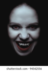 Portrait Woman Vampire Fangs On Black Stock Photo 94542556 | Shutterstock