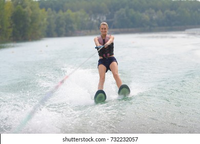 Portrait Of Woman Water Skiing