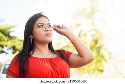 Portrait Of A Woman Wearing Eyeglasses, Eye Sight Problems Concept.